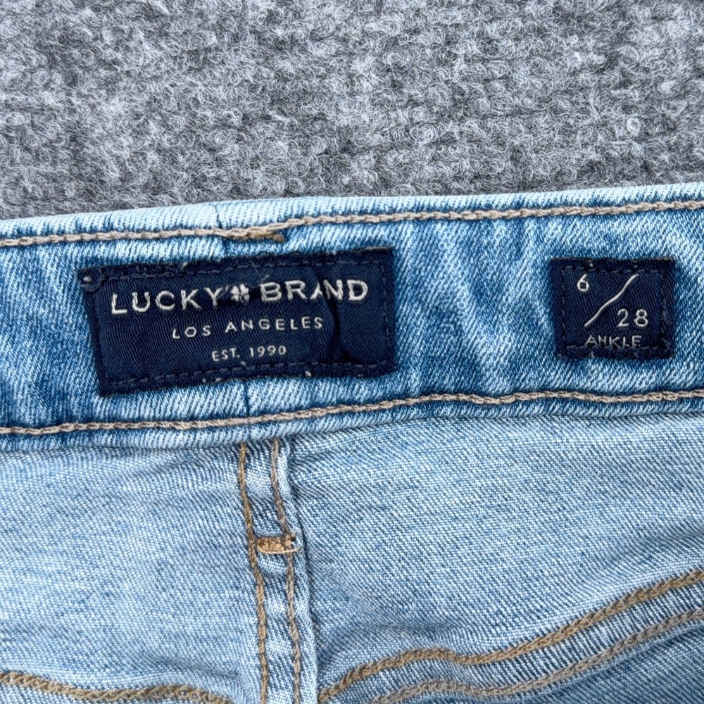 Lucky Brand Lolita Low Rise Skinny Jeans Women 6 28 Cotton Blue Distressed Ankle - Picture 3 of 9